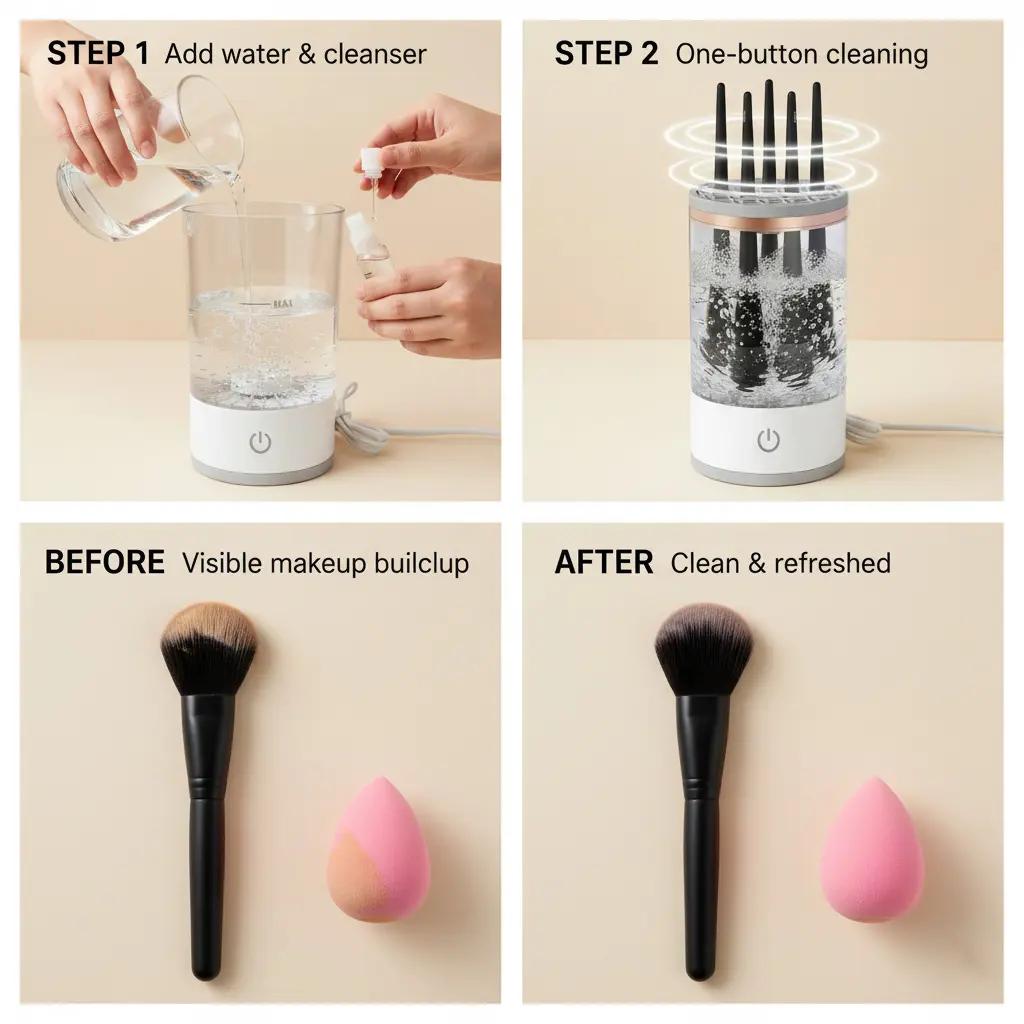 Pastrues Automatik për Brushat e Make-Up-it